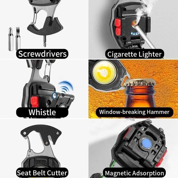 19 in 1 Outdoor Survival Tactical Kit with Multifunction Keychain Light - US - Picture 7 of 7